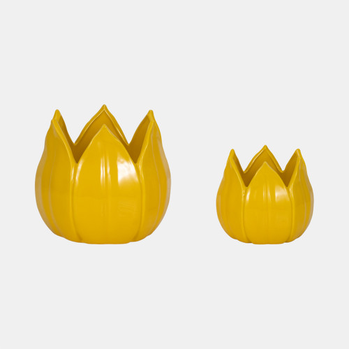 20116-02#S/2 5/8" Petal Planters, Yellow