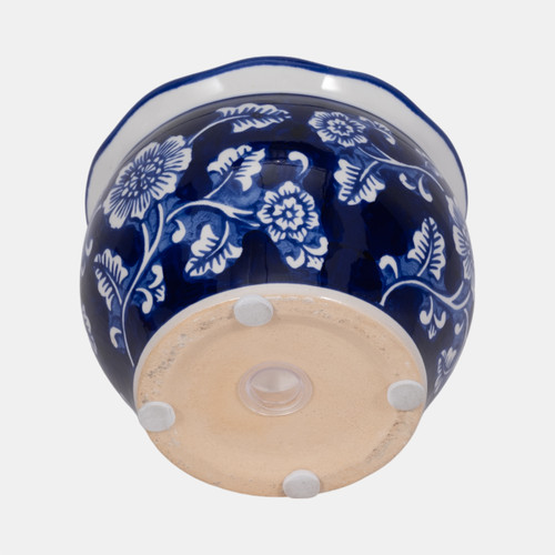 80298# 4", 7oz Round Chinoiserie Candle , Blue/white