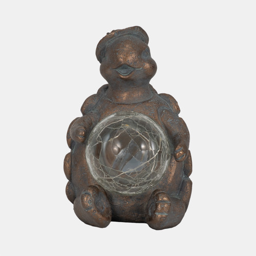 20154#7" Turtle With Solar Orb, Antique Copper