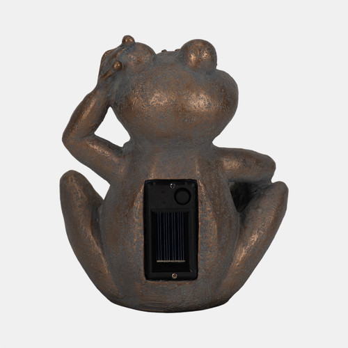 20155#7" Frog With Solar Orb, Antique Copper