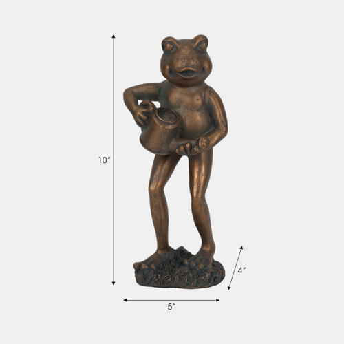 20157-01#10" Frog With Watering Can, Bronze