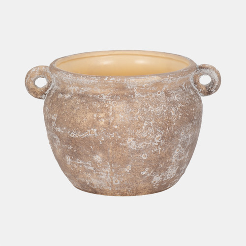 20158-01#10" Textured Stoneware Jug Planter, Brown