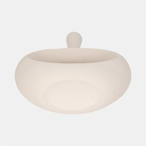 20159-01#24" Rough Texture Round Cut Out Vase, White