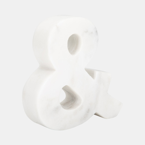 20162#6" Marble Ampersand "&", White