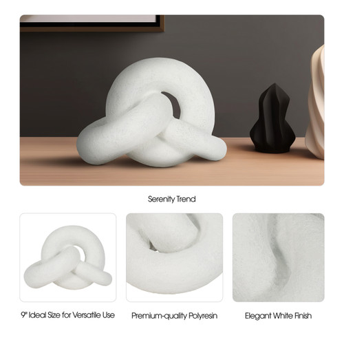 20173-02#9" Resin Knot Decor Rough Finish, White