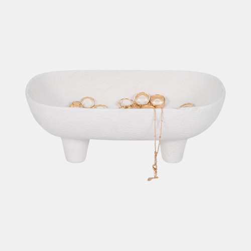 20196#10" Footed Rounded Rectangle Bowl, White