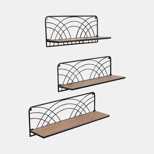 20205#S/3 19/21/24" Wall Shelves, Natural/black