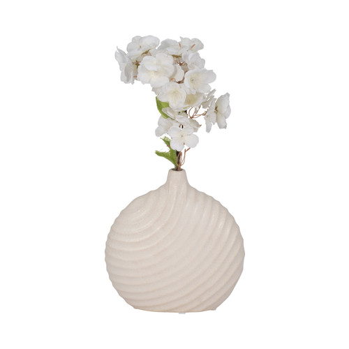20212#8" Round Swirled Matte Vase, White