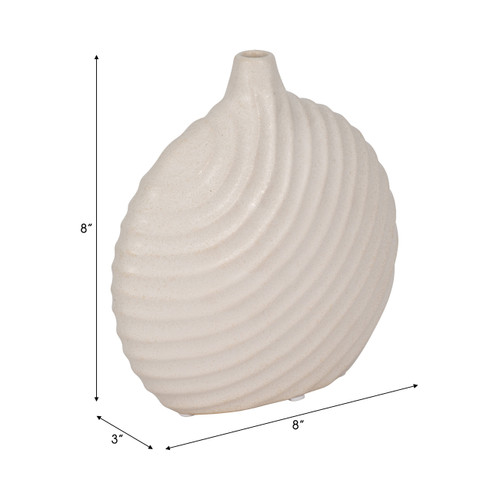 20212#8" Round Swirled Matte Vase, White