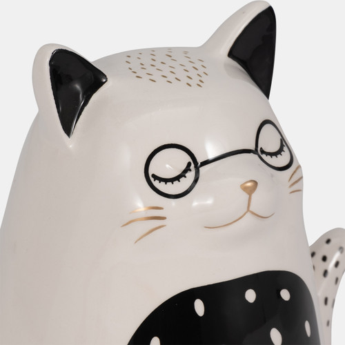 20222#7" Spotted Belly Kitty, White/black