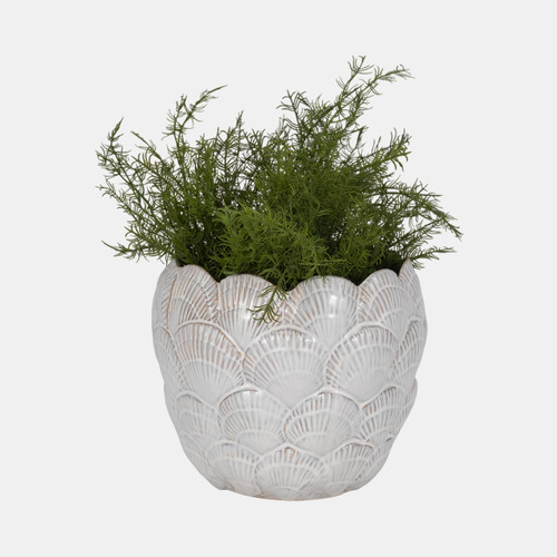 20247-01#10" Seashell Planter, White