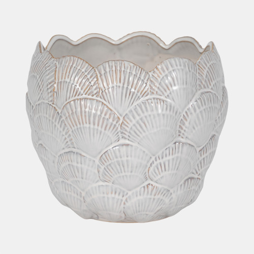 20247-01#10" Seashell Planter, White