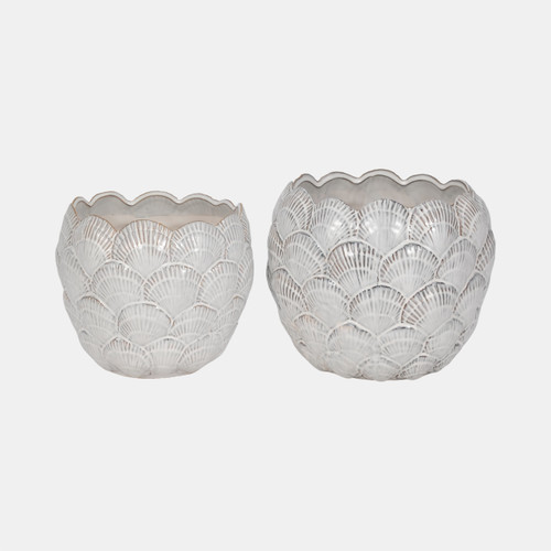 20247-01#10" Seashell Planter, White