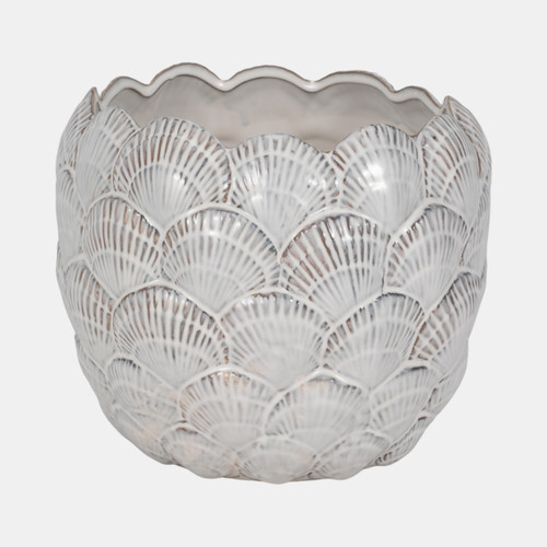 20247-02#11" Seashell Planter, White