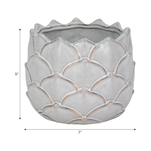 20248-02#7" Artichoke Planter, White