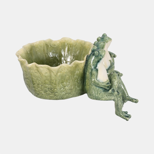 20281#12" Three Sitting Frogs Planter, Green
