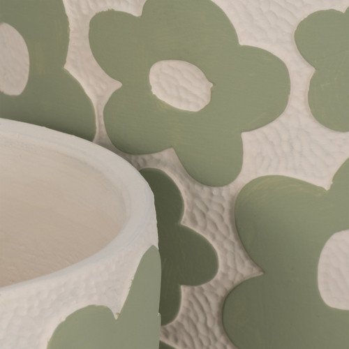 20312-01#S/2 7/9" Flower Power Planters, Light Green