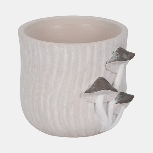20314-01#6" Mushroom Applique Planter, Grey