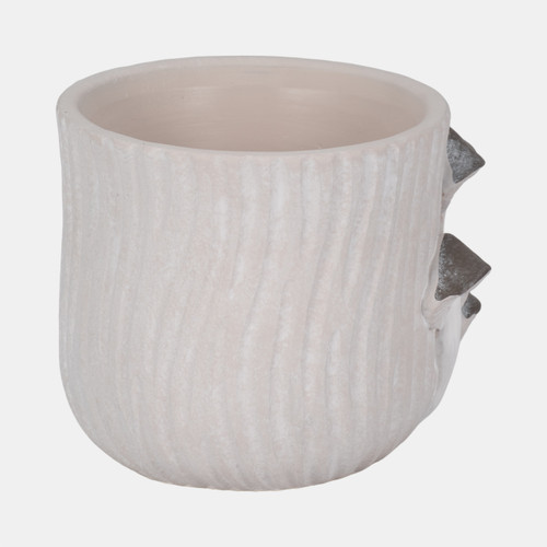 20314-01#6" Mushroom Applique Planter, Grey