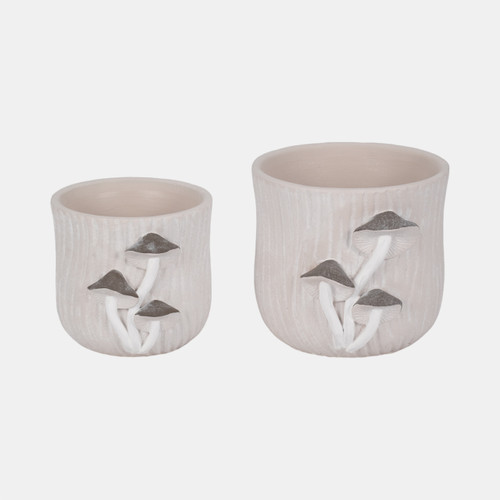20314-01#6" Mushroom Applique Planter, Grey