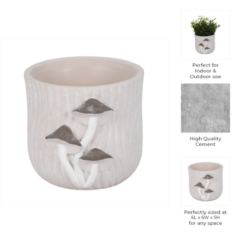 20314-01#6" Mushroom Applique Planter, Grey
