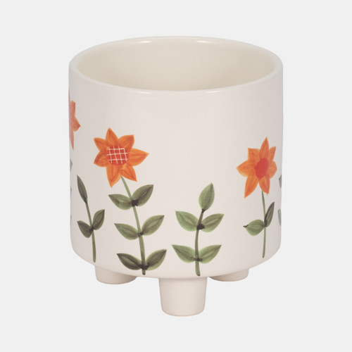 20319-01#6" Footed Hand Painted Planter, Multi