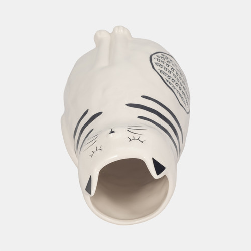 20322-03#11" Sitting Pretty Kitty With Vase Opening, White/