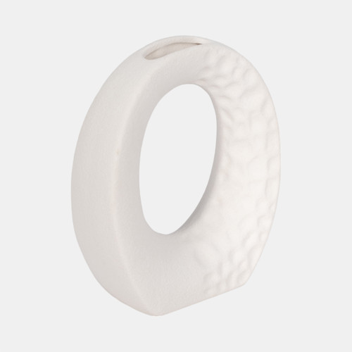 20325-01#7" Rough Finish Open Cut-out With Vase Opening, Wh