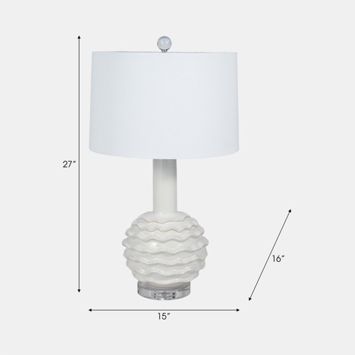 51316#27" Ruffles Table Lamp Crystal Base, White