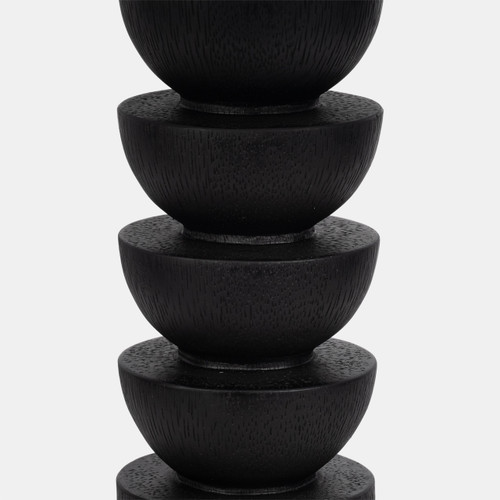 51325#27" Carved Totem Table Lamp, Black