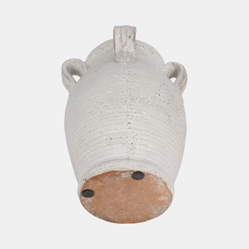 20337-03#8" Vase With Handles, White Crackle