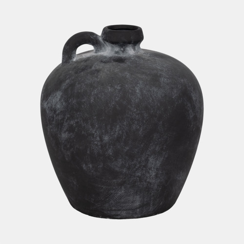 20338-01#10" Weathered Jug With Handle, Black