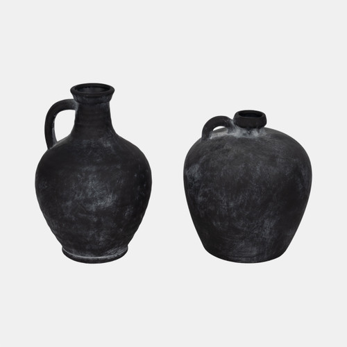 20338-01#10" Weathered Jug With Handle, Black