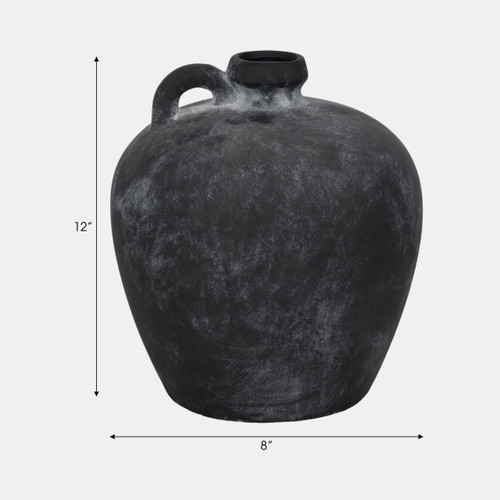 20338-01#10" Weathered Jug With Handle, Black