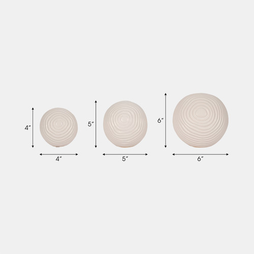 20353#S/3 4/5/6" Ribbed Orbs, White
