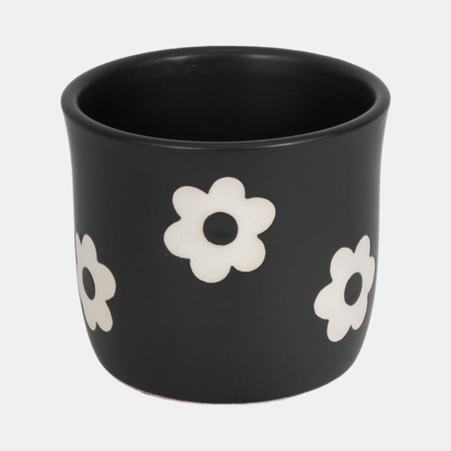 20360-02#6" Flower Power Planter, Black/white