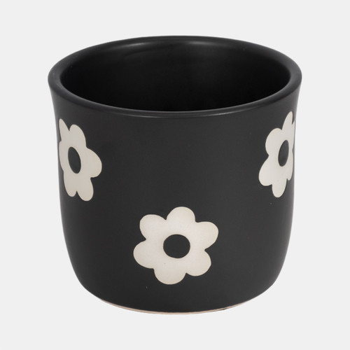 20360-02#6" Flower Power Planter, Black/white
