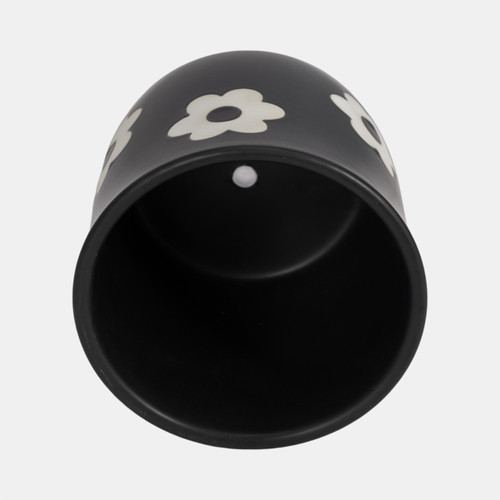 20360-02#6" Flower Power Planter, Black/white