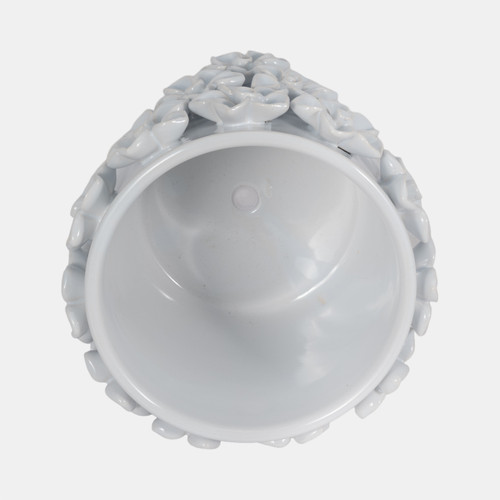 20362-01#6" Floral Applique Planter, White