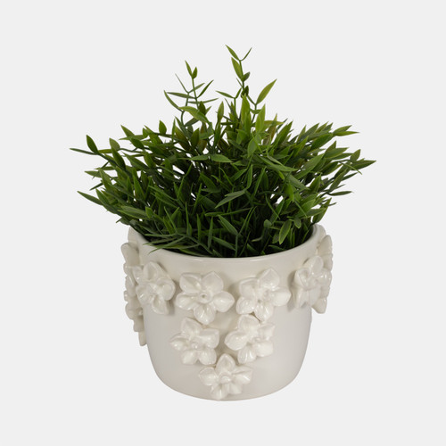 20362-02#6" Floral Applique Planter, Ivory