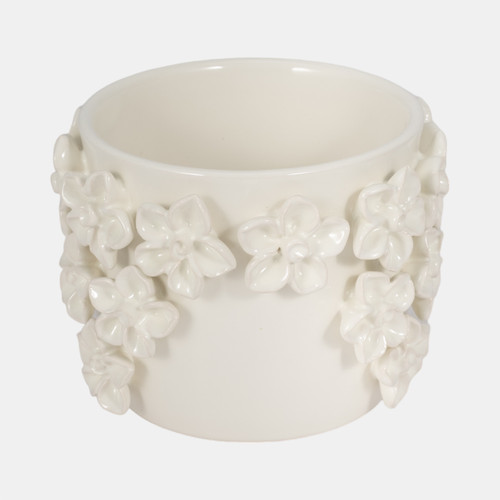 20362-02#6" Floral Applique Planter, Ivory
