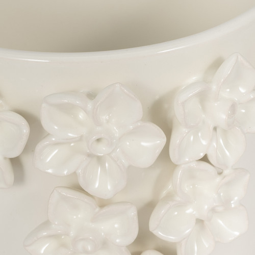 20362-02#6" Floral Applique Planter, Ivory