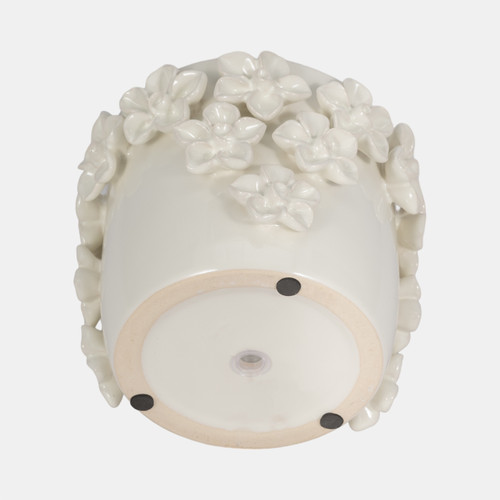 20362-02#6" Floral Applique Planter, Ivory
