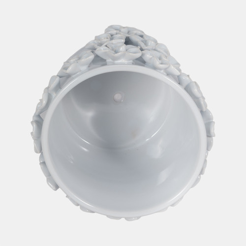 20362-03#8" Floral Applique Planter, White