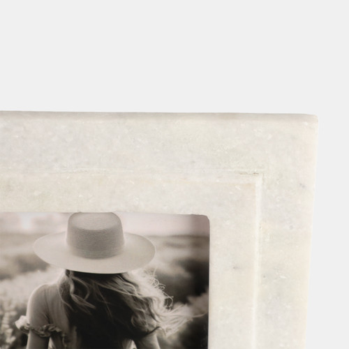 20384-01#4x6 Marble Border Photo Frame, White