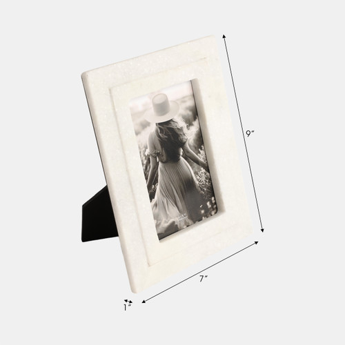 20384-01#4x6 Marble Border Photo Frame, White
