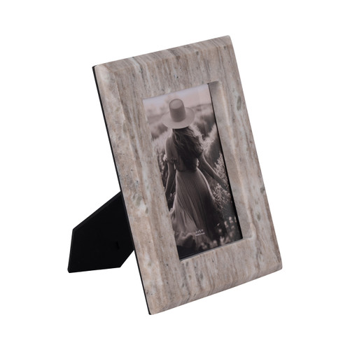 20385-01#4x6 Curved Marble Photo Frame, Mocha