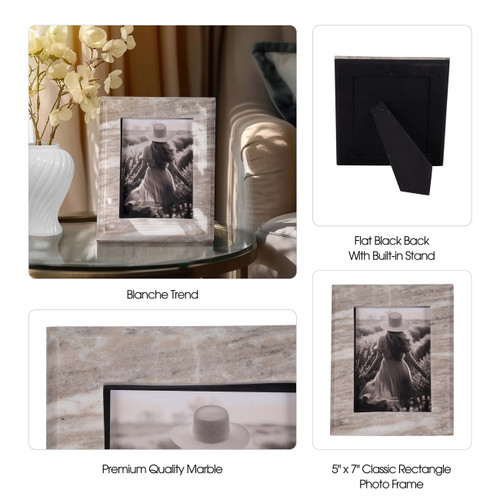 20385-02#5x7 Curved Marble Photo Frame, Mocha