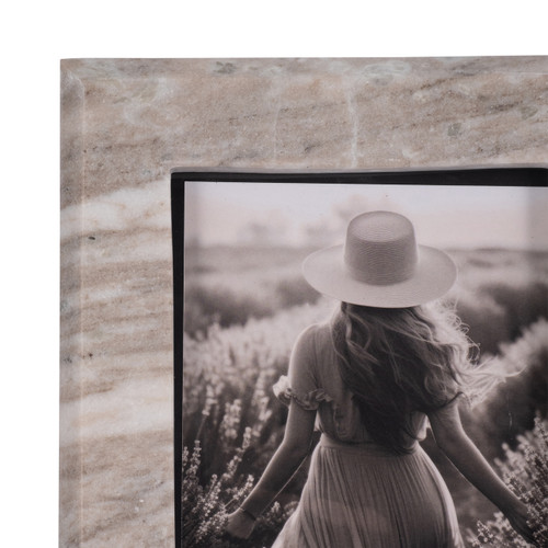 20385-02#5x7 Curved Marble Photo Frame, Mocha