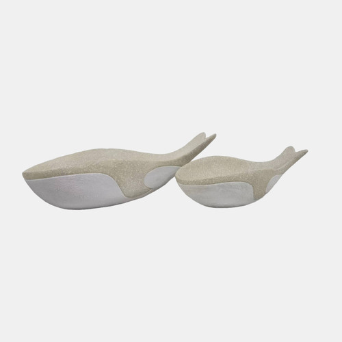 20410#S/2 12/17" Whale Bowls, Tan/white